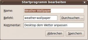 Bildschirmfoto mit Einstellungen für Weather Wallpaper auf Ubuntu