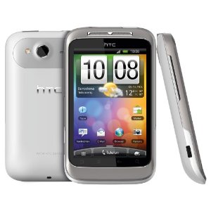 HTC Wildfire S Android Mobiltelefon (8.1 cm (3.2 Zoll) Touchscreen, WiFi (b/g/n), Android OS 2.4) weiß/silber