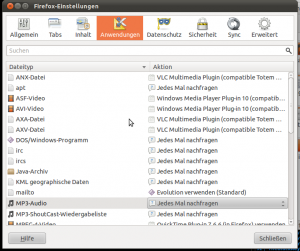 Ubuntu Screenshot - Firefox Einstellungen
